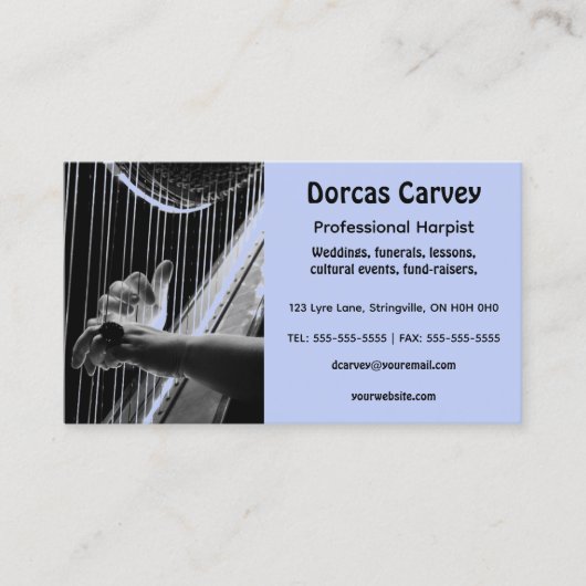 Carte de visite Harpist modifiable (Devant)