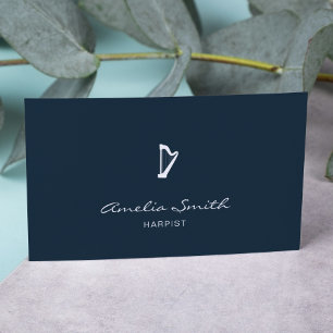 Carte De Visite Harpist professionnel minimal élégant bleu marine