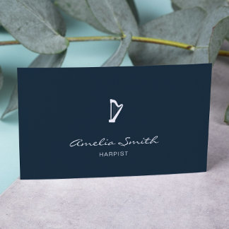 Carte De Visite Harpist professionnel minimal élégant bleu marine