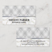 Carte De Visite Hausse en cuir blanc | Découpe métallique en marbr (Devant / Derrière)