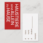 Carte de visite Haustiere zu Hause (Devant / Derrière)