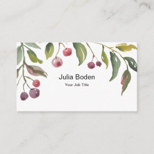 Carte De Visite Haut aquarelle Berries and Branches