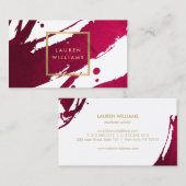 Carte De Visite Haut de gamme Abstrait Ruby rouge brosse (Devant / Derrière)