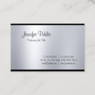 Carte De Visite Haut de la gamme Creative Script Glam Silver