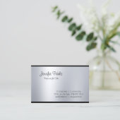 Carte De Visite Haut de la gamme Creative Script Glam Silver (Debout devant)