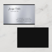 Carte De Visite Haut de la gamme Creative Script Glam Silver (Devant / Derrière)