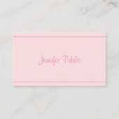 Carte De Visite Haut de la page Élégant script rose manuscrit mode (Devant)