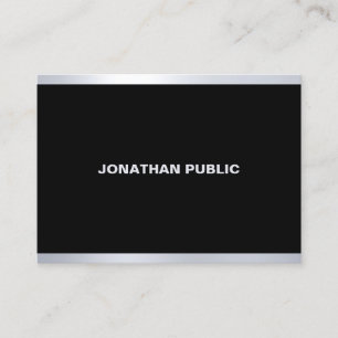 Carte De Visite Haut de Luxe Noir Argent Élégant Professionnel