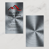 Carte De Visite Haut du toit de la maison | Arrière - plan métalli (Devant / Derrière)