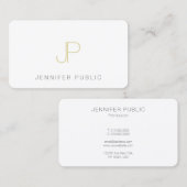 Carte De Visite Haut Modèle élégant et élégant pour monogramme or (Devant / Derrière)