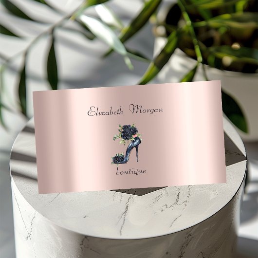 Carte De Visite Haut talons professionnels Noir Rose Rose Or