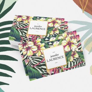 Carte De Visite Hawaiian Bold Plumeria brillant coloré Floral