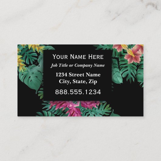Carte De Visite Hawaiian Tropical Flowers Professional Executive (Dos)