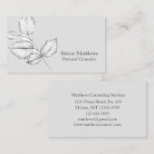 Carte De Visite Hazel Arbre Feuille crayon botanique dessin gris (Devant / Derrière)