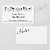 Carte De Visite Hé ! Je conduis ici ! (Devant / Derrière)