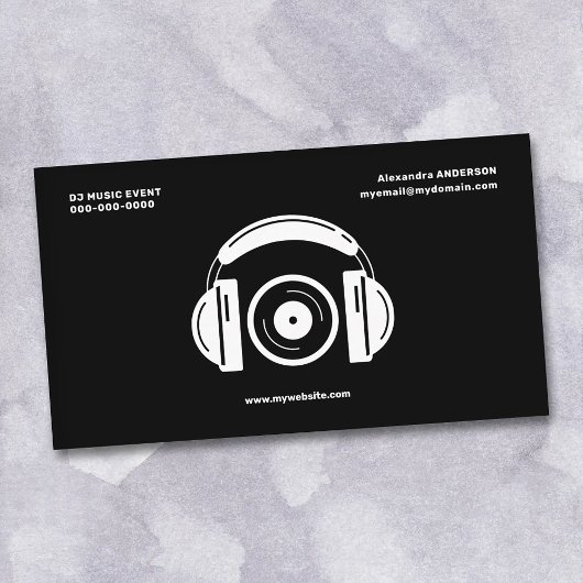 Carte De Visite Headphones & Vinyl - DJ Music