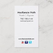 Carte De Visite Headshot pour le chanteur de compositeur de (Dos)