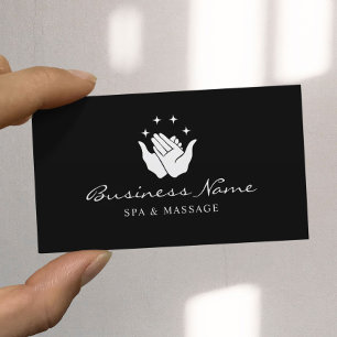 Carte De Visite Healing Hands Wellness SPA Black Massage Thérapie
