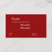 Carte De Visite Health and Nutrcion (Dos)