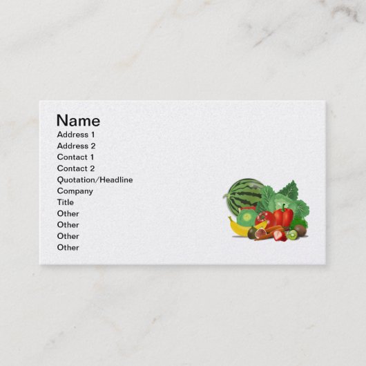 Carte De Visite Healthy_Vector_Clipart FRUITS LÉGUMES jardinage (Devant)