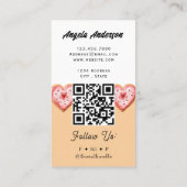 Carte De Visite Heart Cookie Trendy QR Code and Website (Dos)