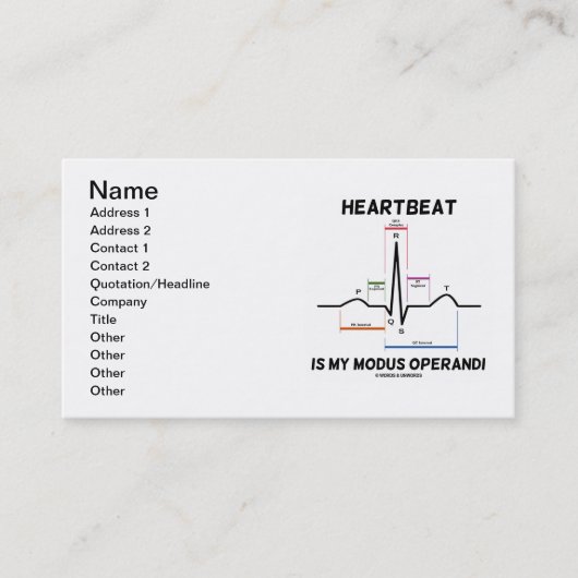 Carte De Visite Heartbeat Is My Modus Operandi (ECG / EKG) (Devant)