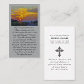 Carte De Visite Heartfelt Condolences Sunrise Purple Red Prayer  (Devant / Derrière)