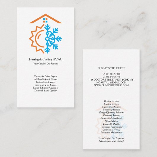 Carte De Visite Heating Cooling Experts HVAC (Devant / Derrière)