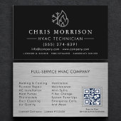Carte De Visite Heating & Cooling HVAC QR Code Black