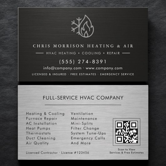 Carte De Visite Heating Cooling Repair & Installation QR Code