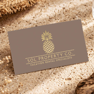 Carte De Visite Hébergement de vacances Hôte Gold Pineapple Luxe T