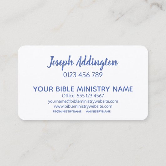 Carte De Visite Hébreu Aleph Tav bleu personnalisé (Dos)