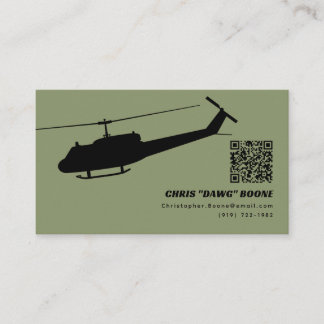 Carte De Visite Hélicoptère Huey moderne noir et vert