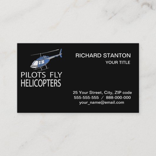 Carte De Visite Hélicoptères Pilot (Devant)