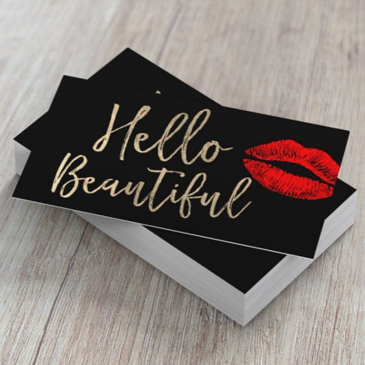 Carte De Visite Hello Beautiful Makeup Artist Gold Typography