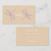 Carte De Visite Hello beige rustic dragonflies insect illustration (Devant / Derrière)