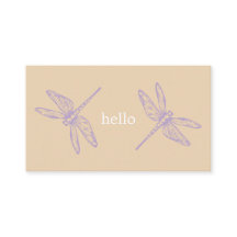 Hello beige rustic dragonflies insect illustration