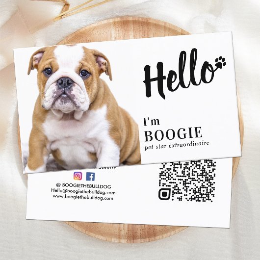 Carte De Visite Hello Custom Photo Social Media Pet Influencer