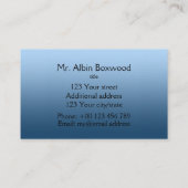 Carte De Visite Hello Gradient One Color Blue avec du texte person (Dos)