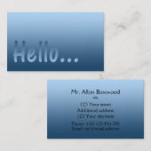 Carte De Visite Hello Gradient One Color Blue avec du texte person (Devant / Derrière)