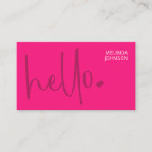 Carte De Visite Hello Heart Hot Pink Script QR Code Social Media (Devant)