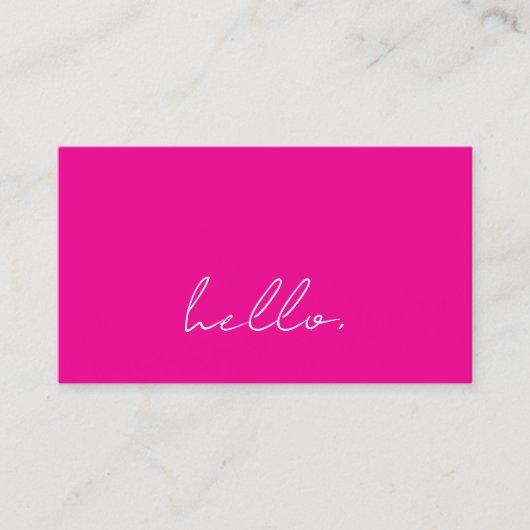 Carte De Visite Hello Hot rose blanc Typographie de script moderne (Devant)