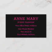 Carte De Visite Hello Hot rose Fuchsia Black Typographie personnal (Dos)