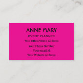 Carte De Visite Hello Hot rose noir typographie personnalisée styl (Dos)