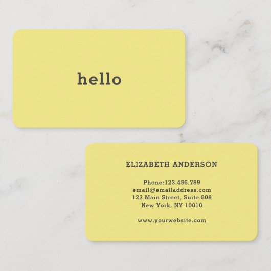 Carte De Visite Hello Jaune (Devant / Derrière)