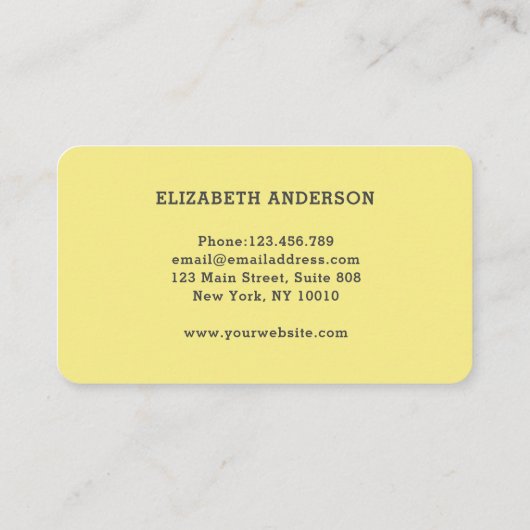 Carte De Visite Hello Jaune (Dos)