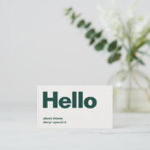 Carte De Visite Hello Modern Minimum Forest Green Stylish Trendy (Debout devant)