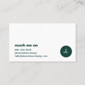 Carte De Visite Hello Modern Minimum Forest Green Stylish Trendy (Dos)