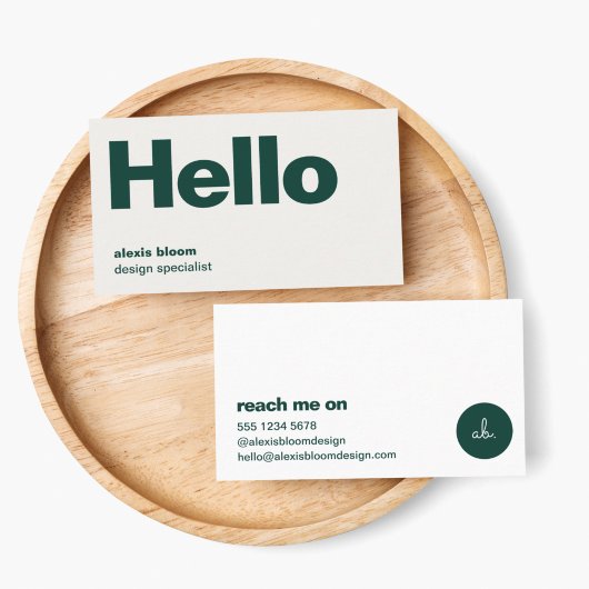 Carte De Visite Hello Modern Minimum Forest Green Stylish Trendy