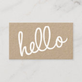 Carte De Visite Hello Modern Professional Script papier Kraft (Devant)